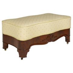 French Restoration Mahogany and Upholstered Serpentine Bench