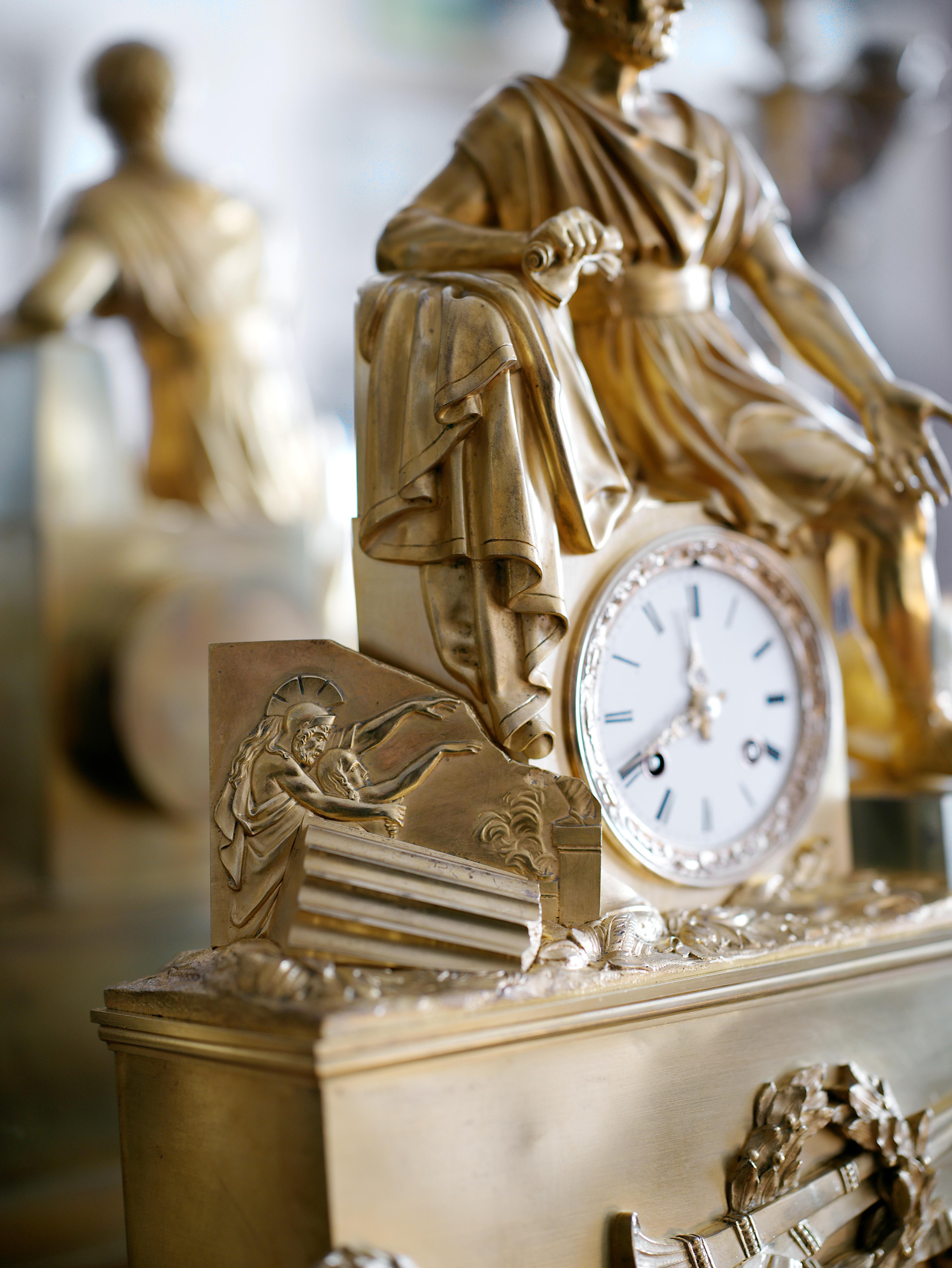 French Restoration Mantel Clock set, 1820-1830s For Sale 4