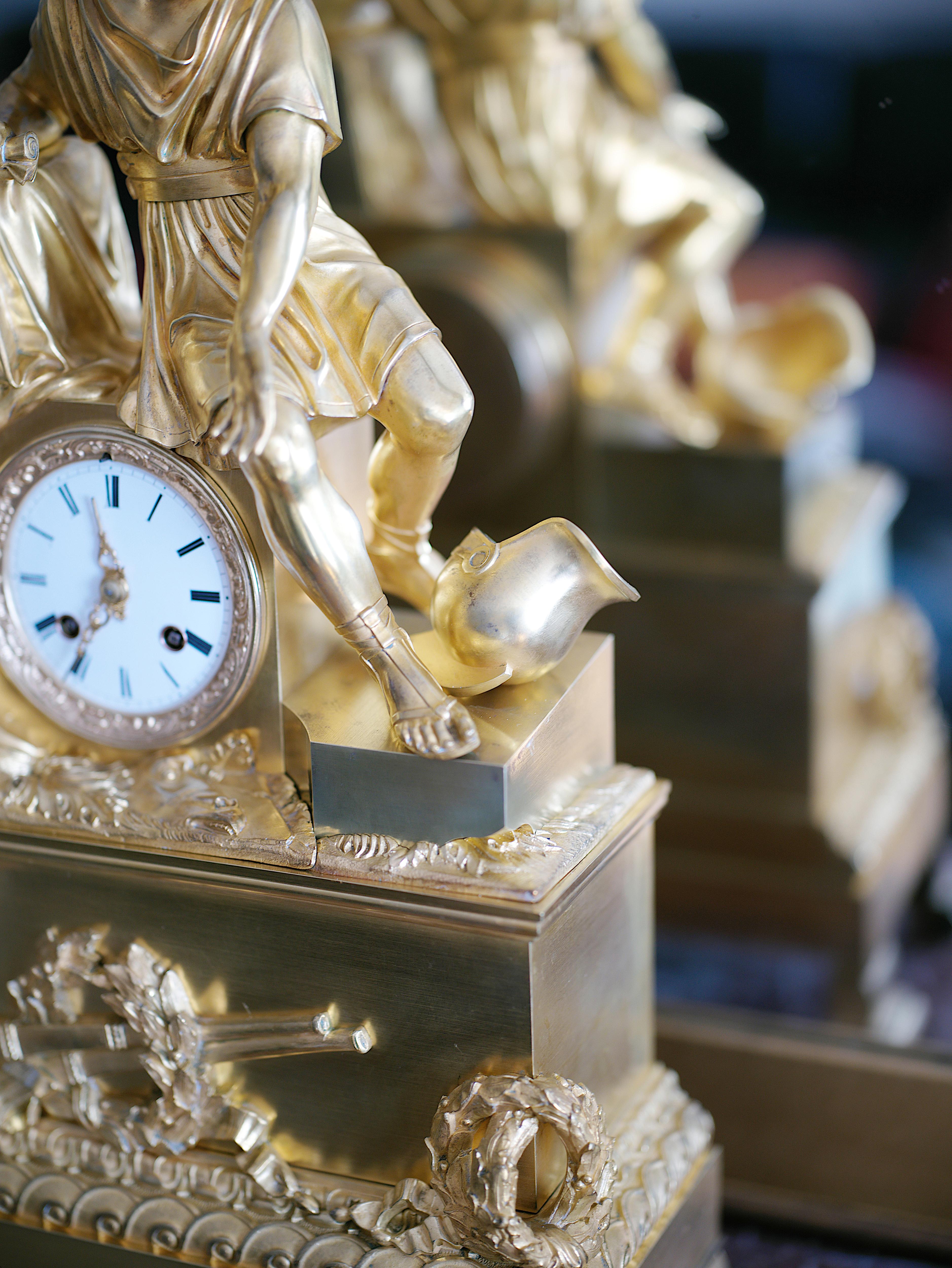 French Restoration Mantel Clock set, 1820-1830s For Sale 8