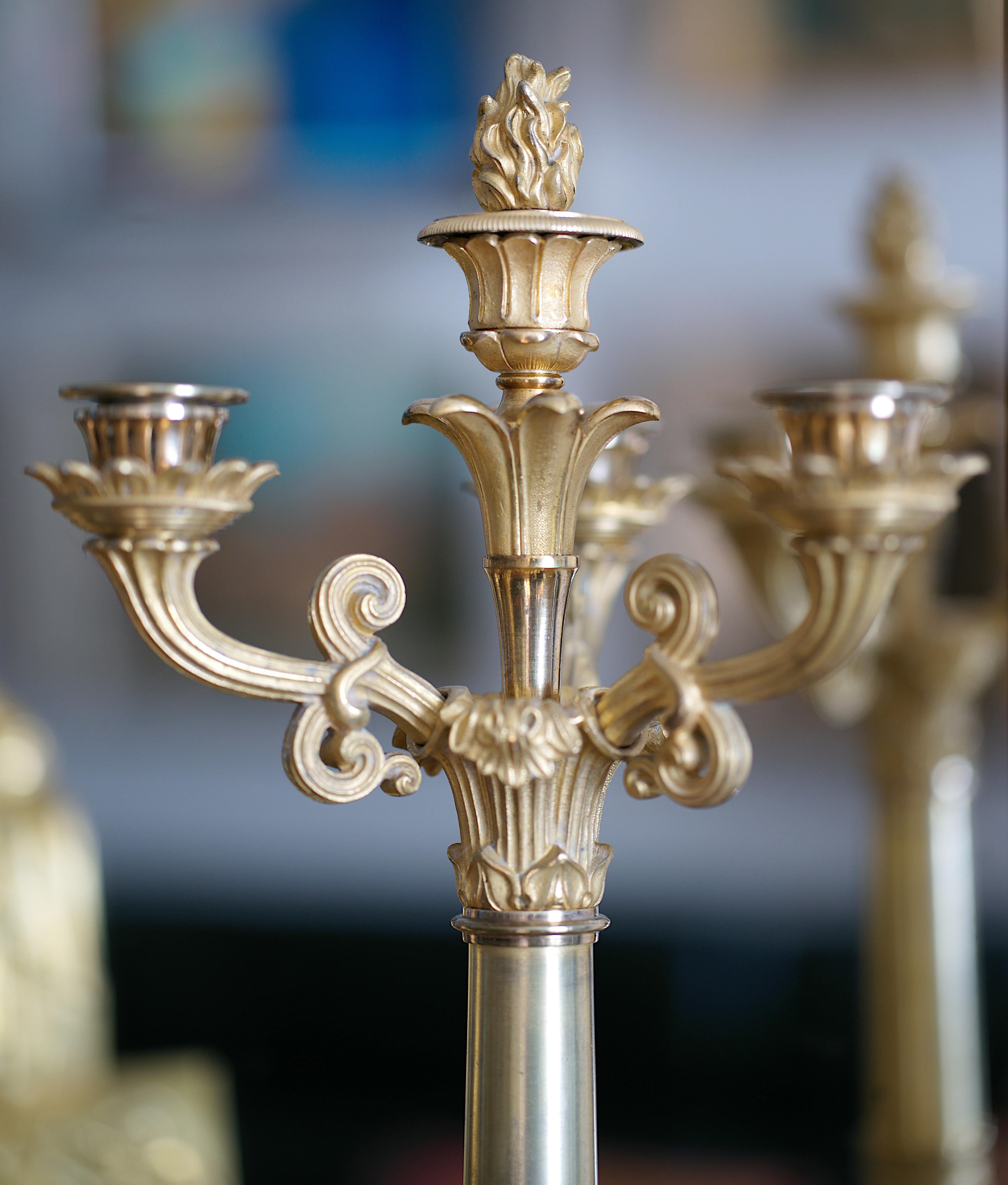 French Restoration Mantel Clock set, 1820-1830s For Sale 8