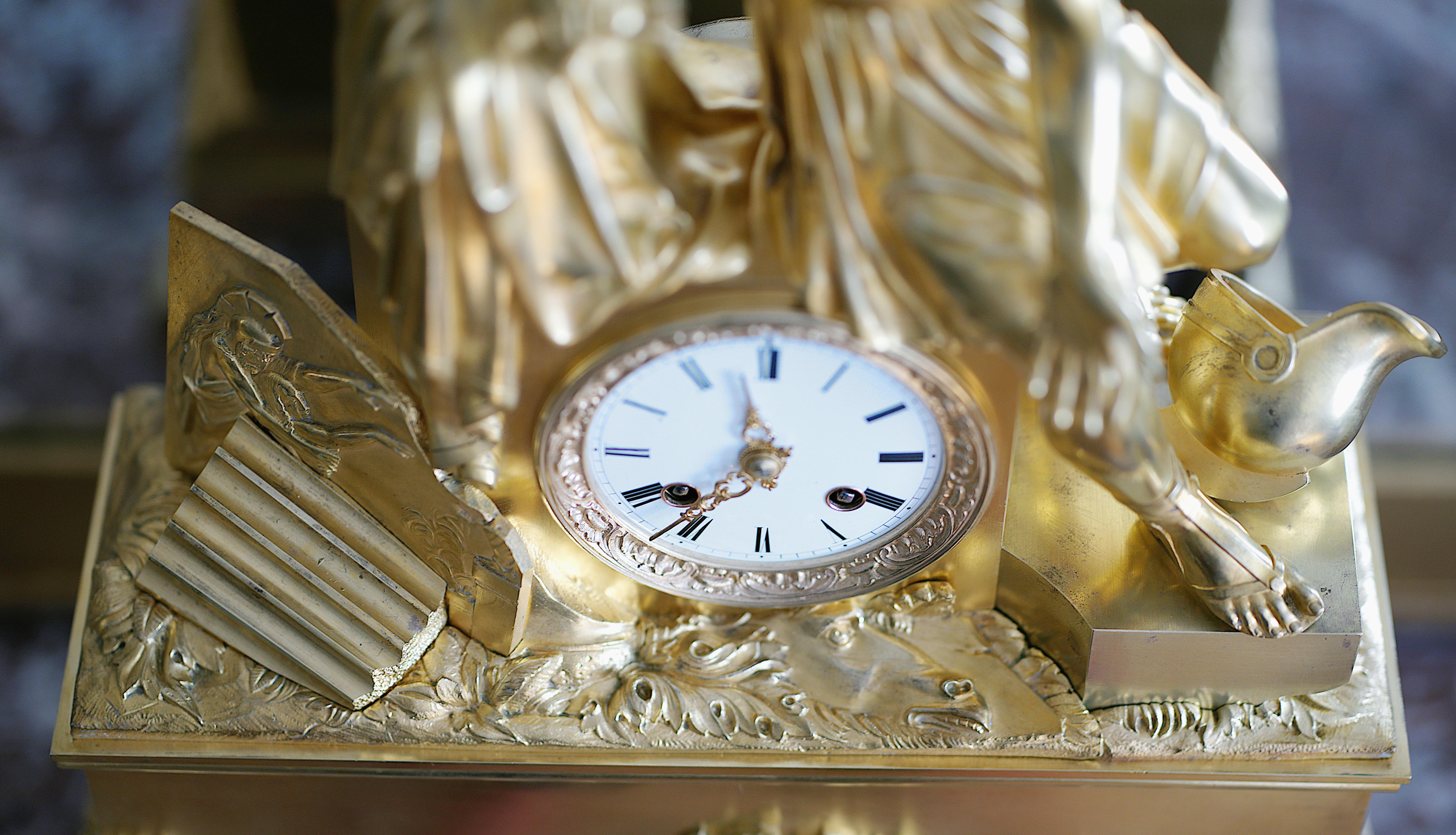 French Restoration Mantel Clock set, 1820-1830s For Sale 9