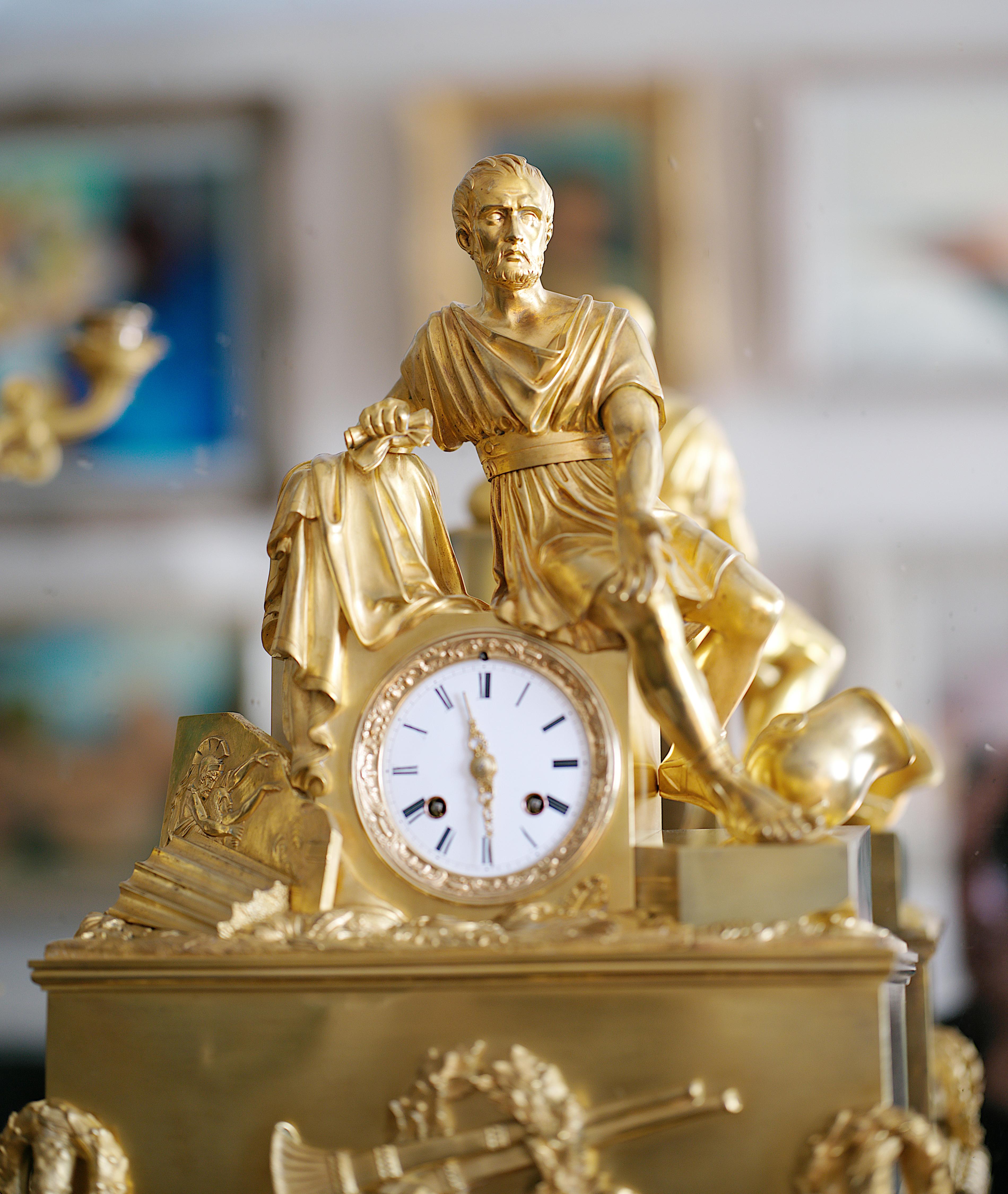 French Restoration Mantel Clock set, 1820-1830s In Good Condition For Sale In Saint-Amans-des-Cots, FR