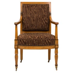 French Restoration Period Animal Print Upholstered Armchair