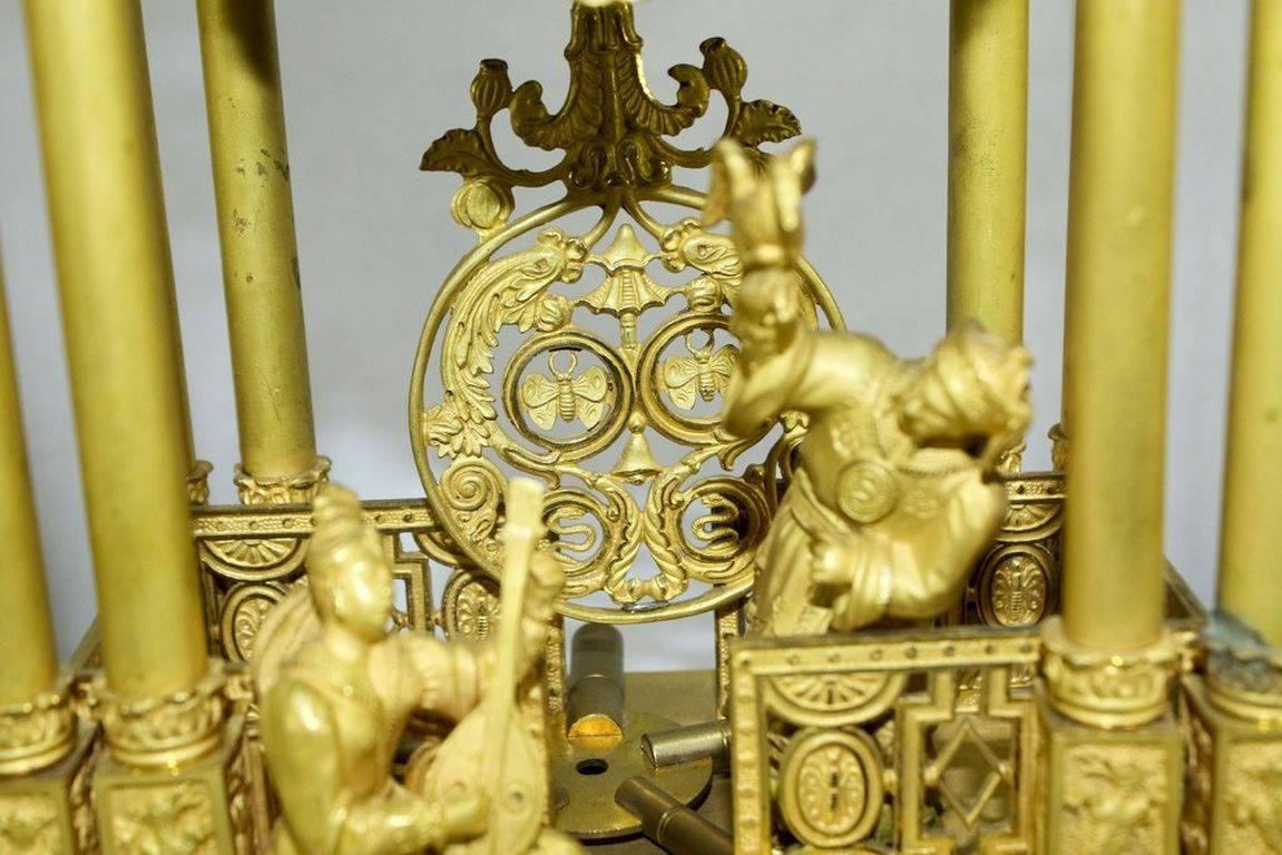 Metal French Restoration Period Chinese Motif Gilt Bronze Mantel Clock by Honoré Pons For Sale