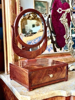French Restoration Period Dressing Table Mirror with Drawer, circa 1820
