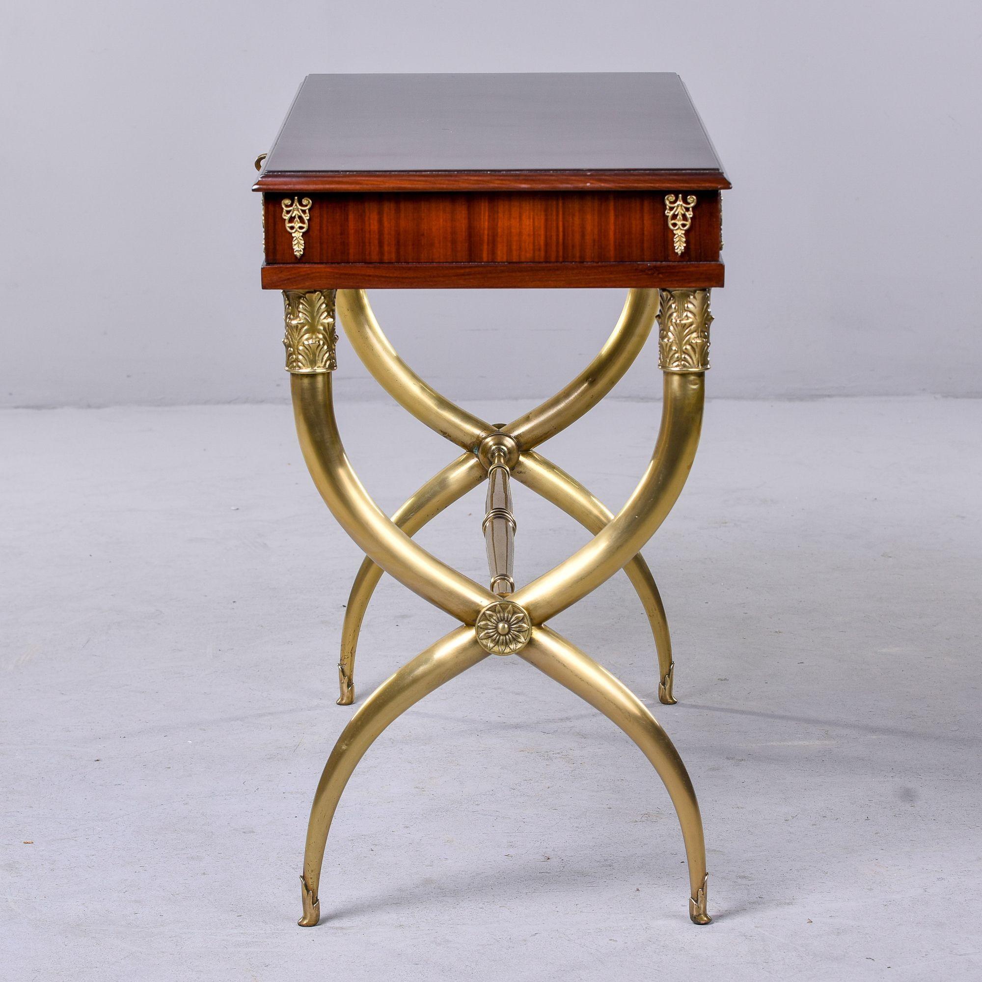 French Restoration Style Desk on Brass Base with Lift Top For Sale 1
