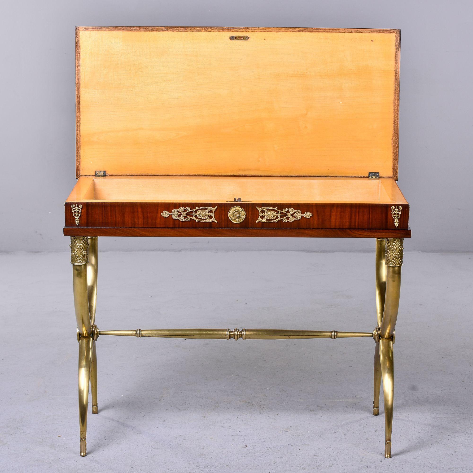 French Restoration Style Desk on Brass Base with Lift Top For Sale 2