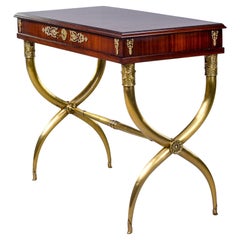 French Restoration Style Desk on Brass Base with Lift Top