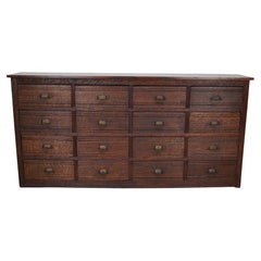 French Restored Oak Hardware Store Apothecary Cabinet, 1920/1930s
