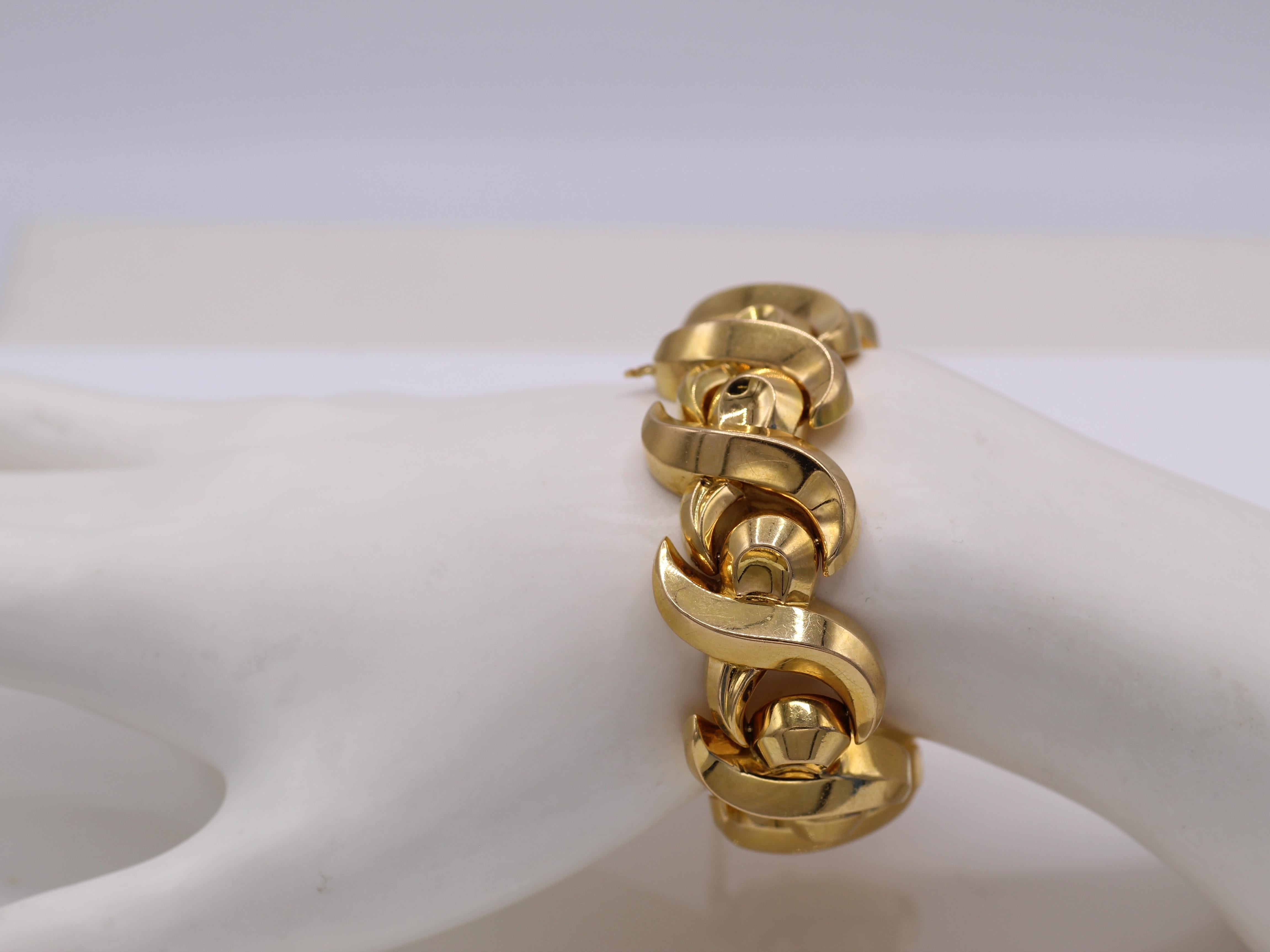 Französisches Retro-Armband aus 18 Karat Gold im Zustand „Hervorragend“ im Angebot in New York, NY