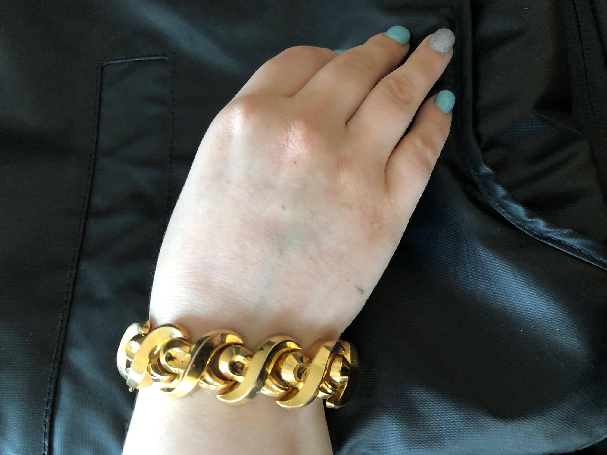 Women's or Men's French Retro 18 Karat Gold Bracelet For Sale