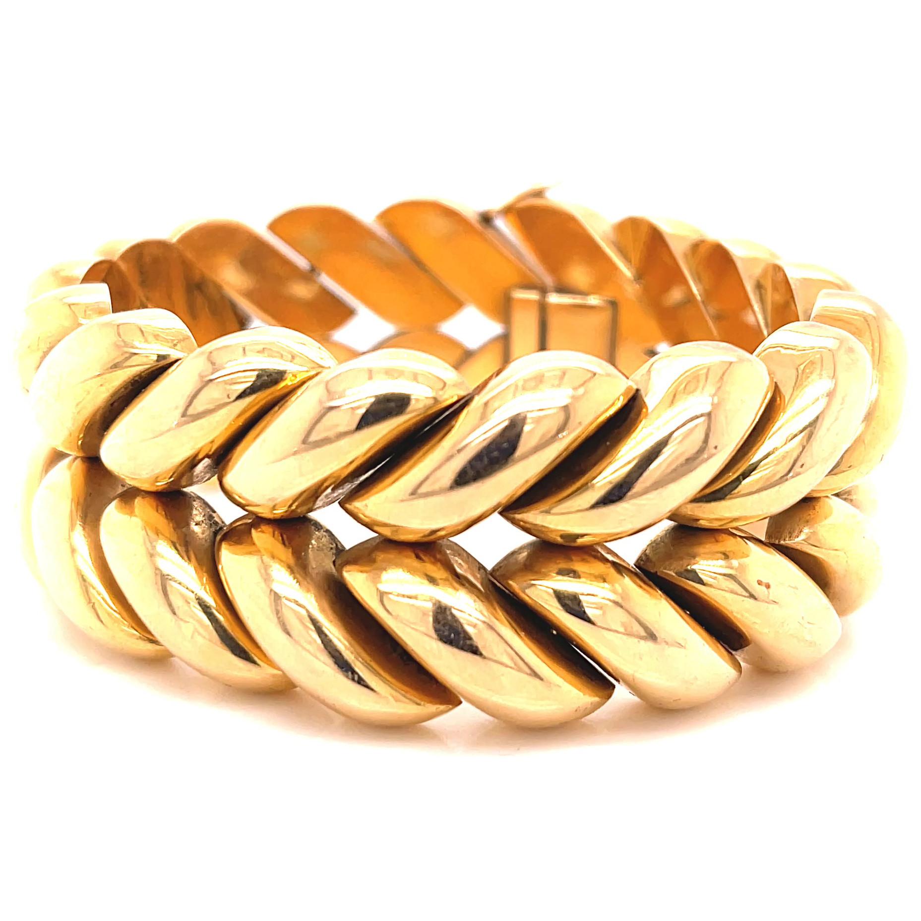 Women's or Men's French Retro 18K Gold Bracelet