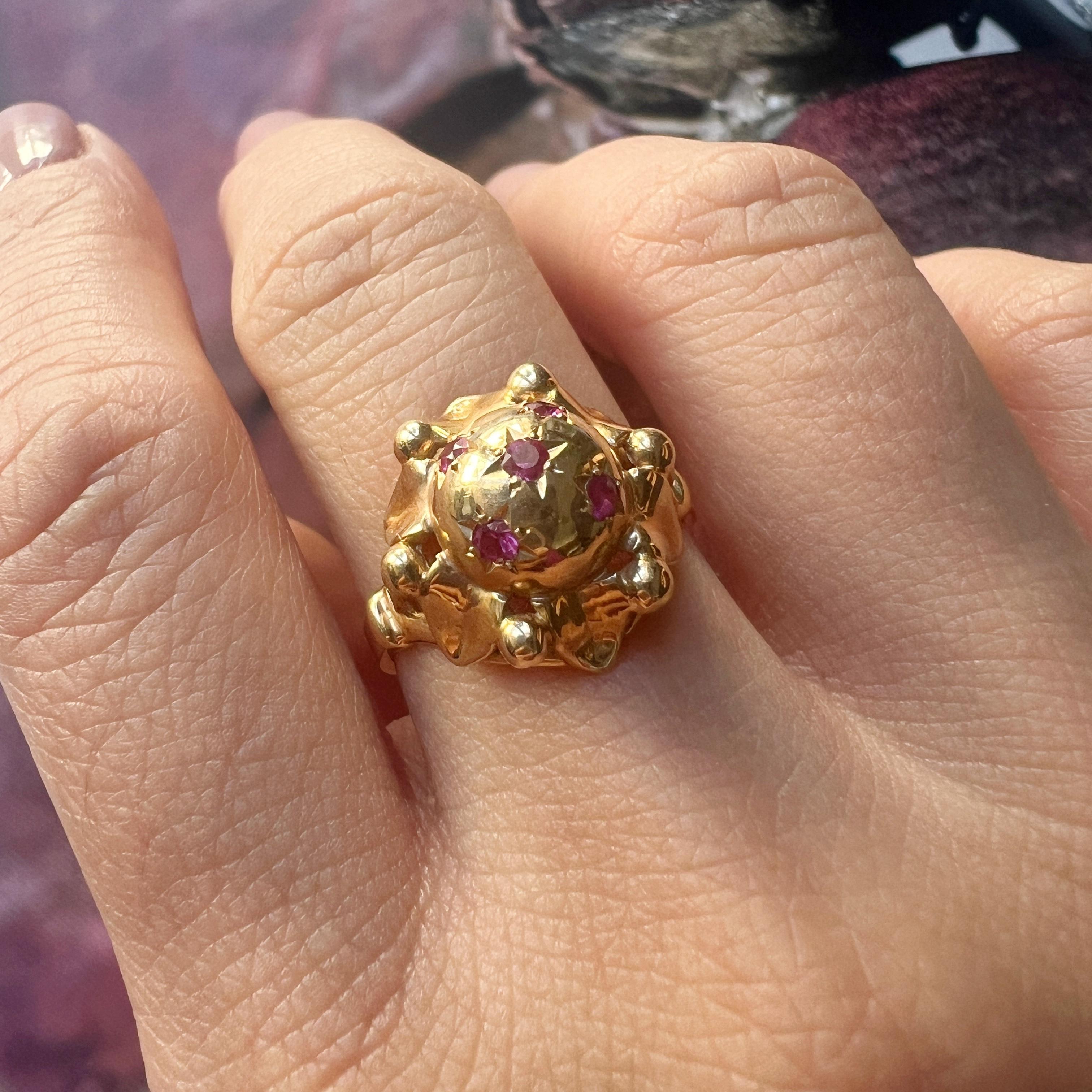 French retro 18K gold star ring, vintage cocktail ring constellation In Good Condition For Sale In Versailles, FR