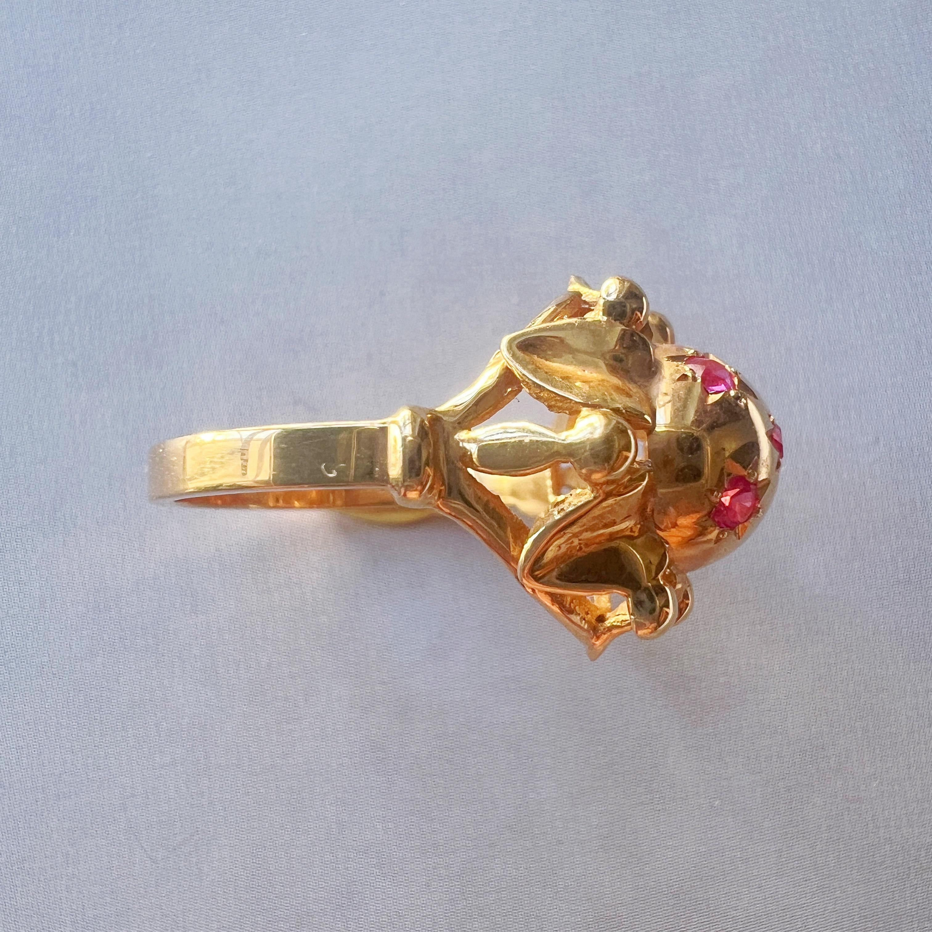 French retro 18K gold star ring, vintage cocktail ring constellation For Sale 1