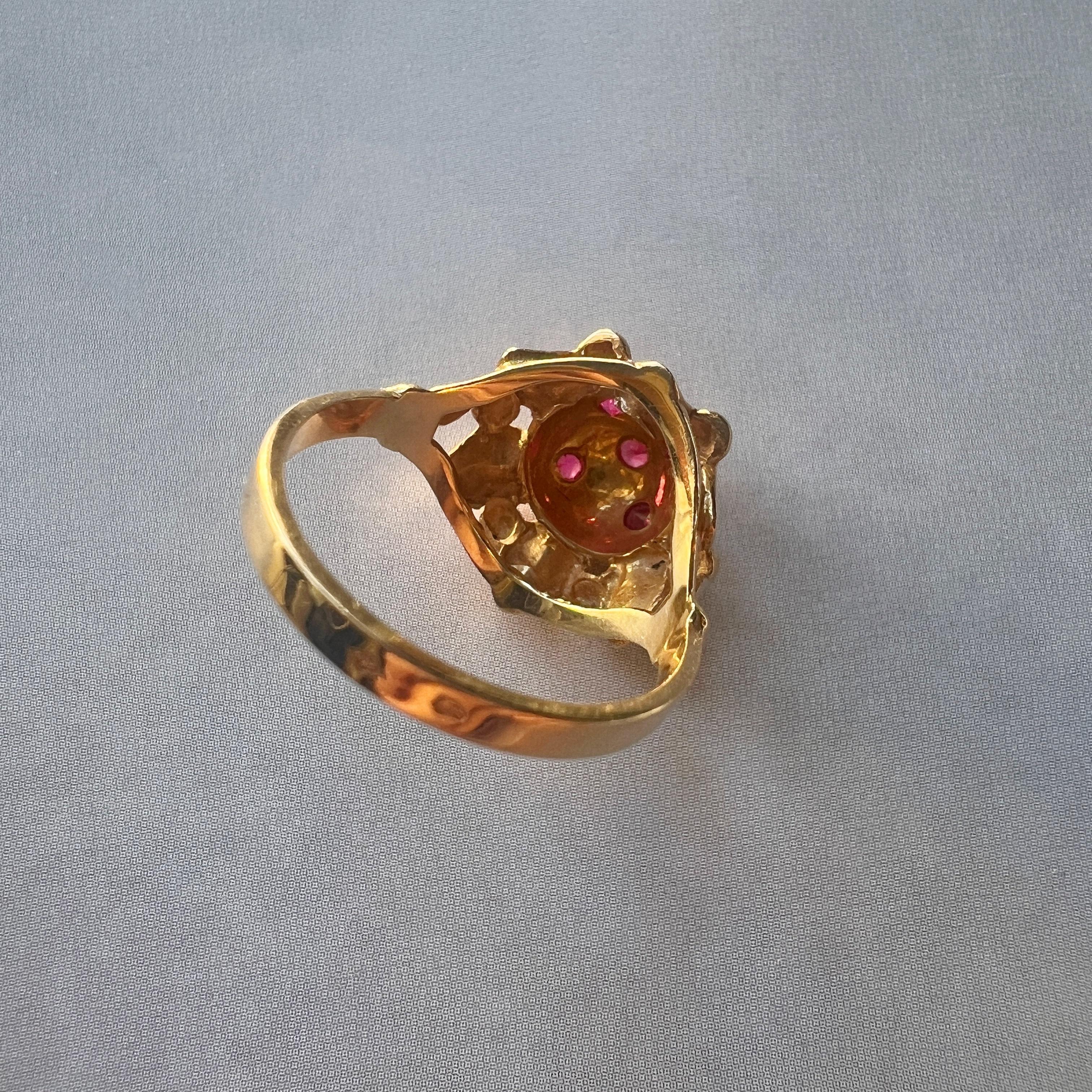 French retro 18K gold star ring, vintage cocktail ring constellation For Sale 3