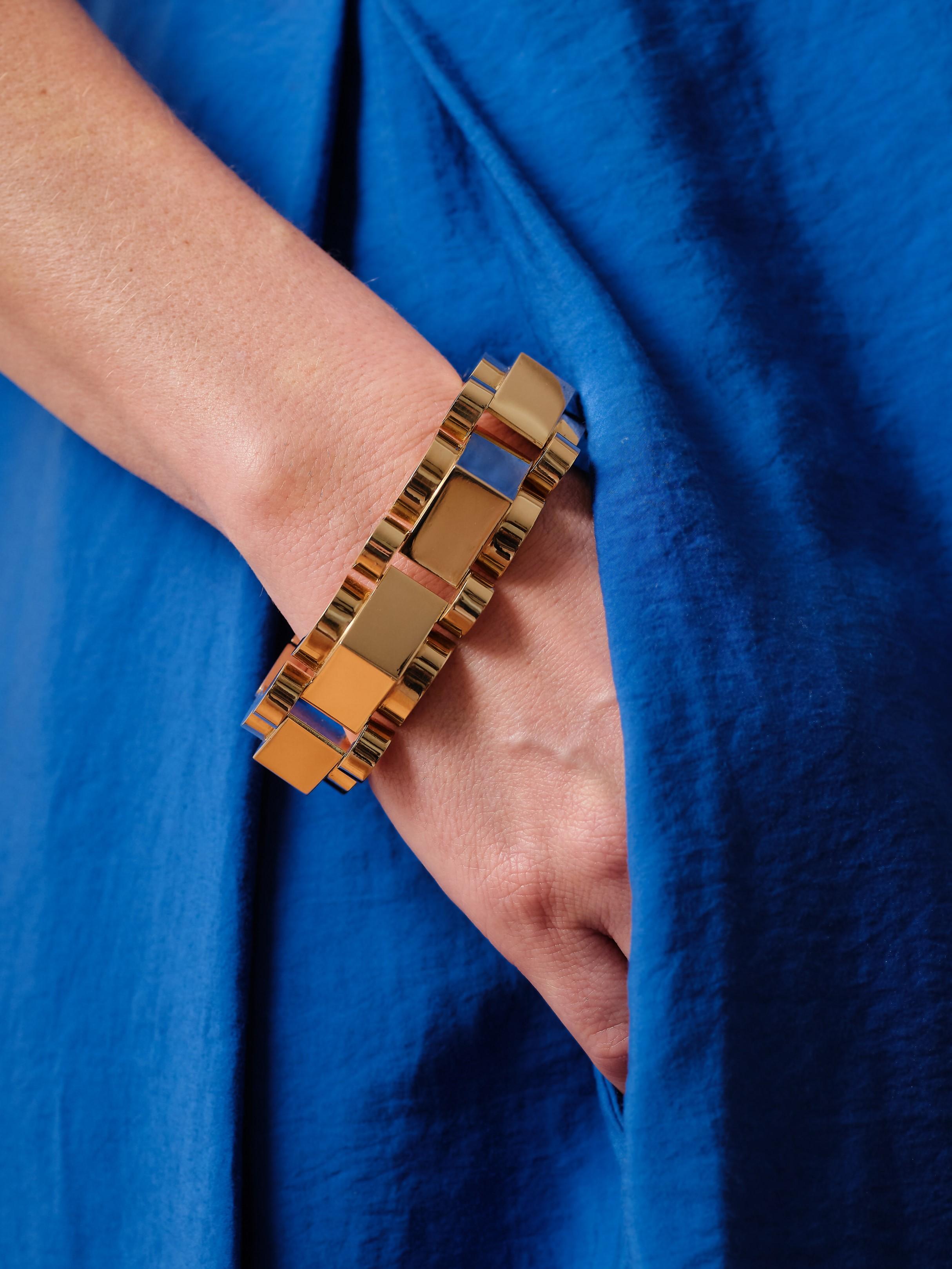 Women's or Men's French Retro 18K Gold Tank Bracelet For Sale
