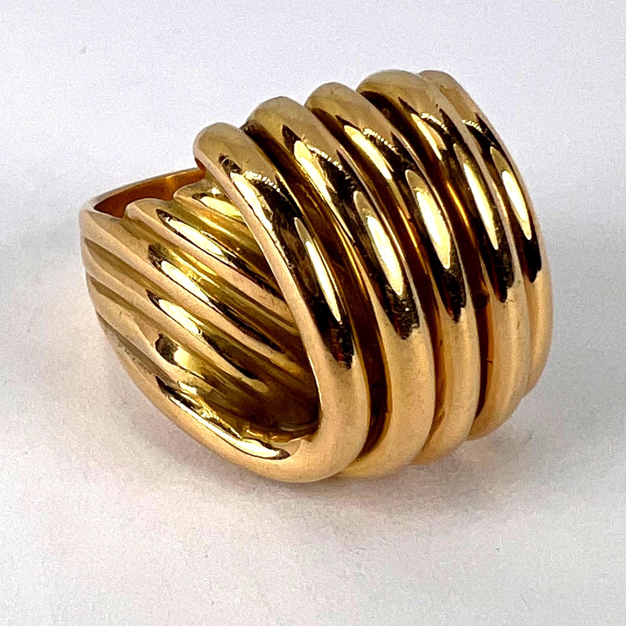 French Retro 18K Yellow Gold ‘Spring’ Ring For Sale 11