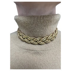 FRENCH RETRO 18k Yellow & Rose Gold Woven Choker Necklace 1950s