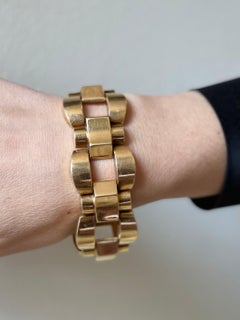 French Retro 1940s Gold Wide Bracelet