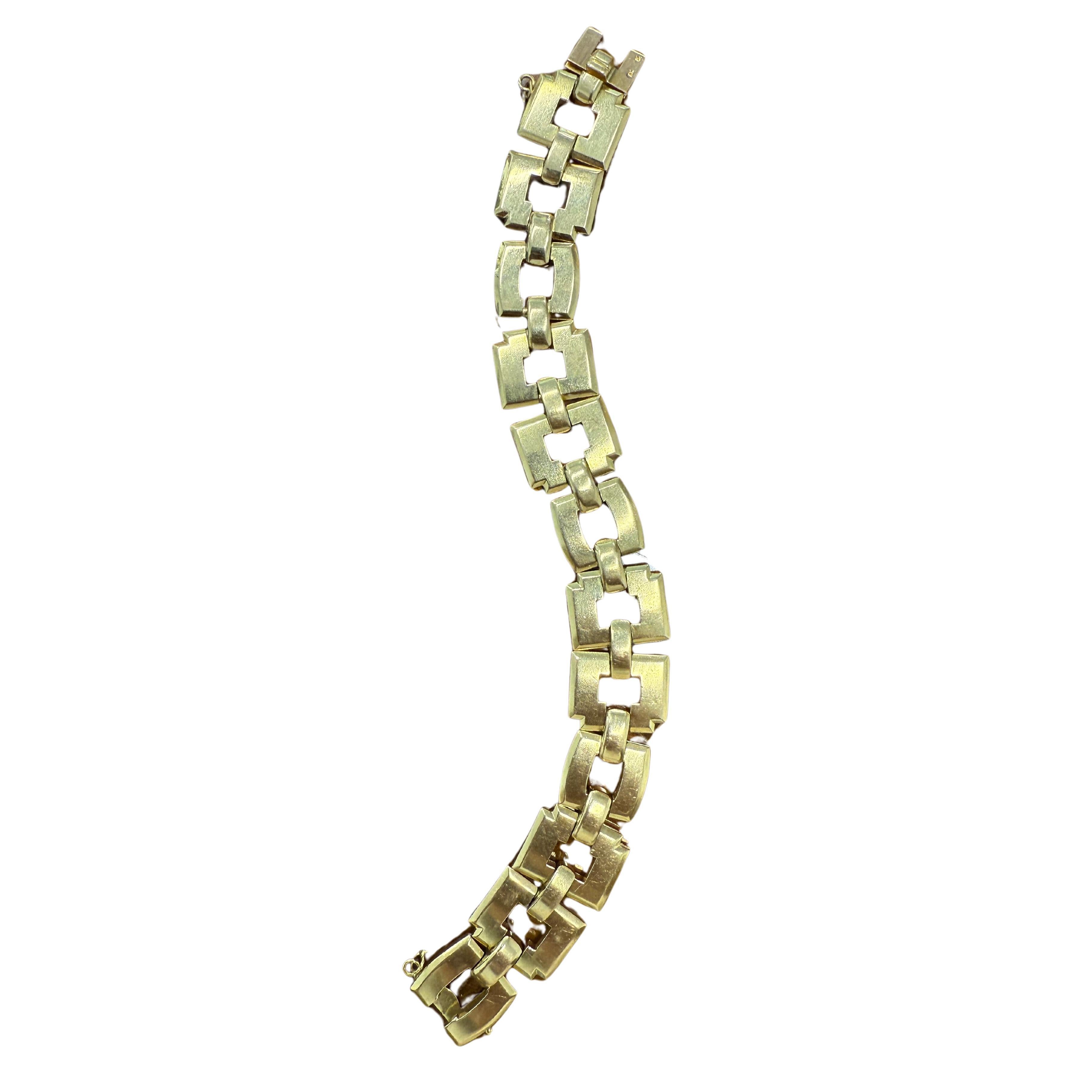 FRENCH Retro 1950s 18k Yellow Gold Link Bracelet Hallmarked