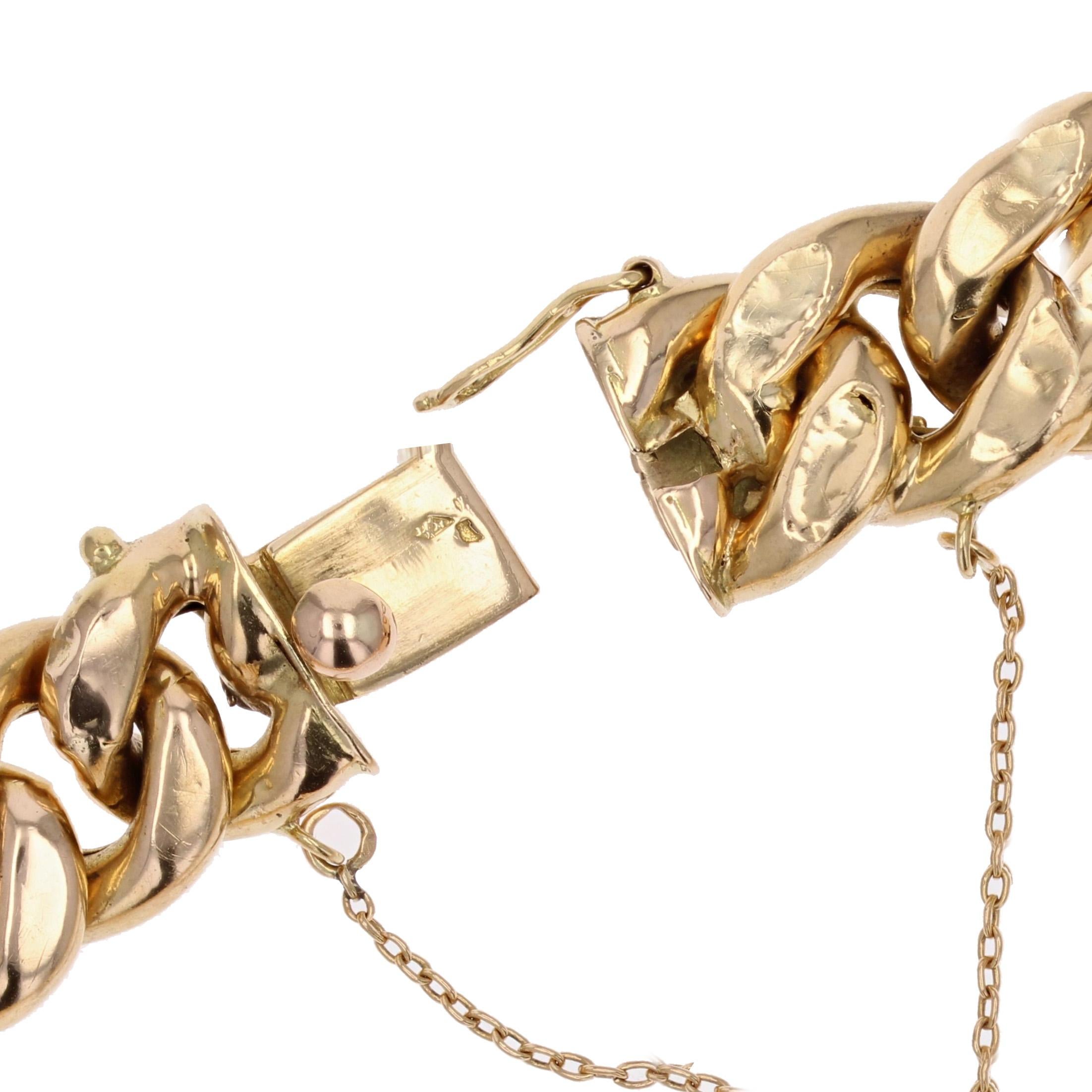 French Retro 1960s 18 Karat Yellow Gold Curb Bracelet For Sale 3