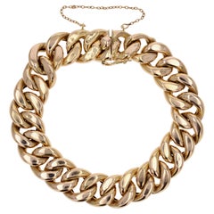 French Retro 1960s 18 Karat Yellow Gold Curb Bracelet