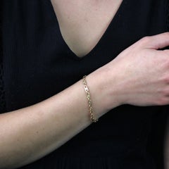 French Retro 1960s 18 Karat Yellow Gold Flat Pattern Bracelet