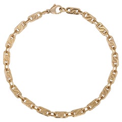 French Retro 1960s 18 Karat Yellow Gold Flat Pattern Bracelet