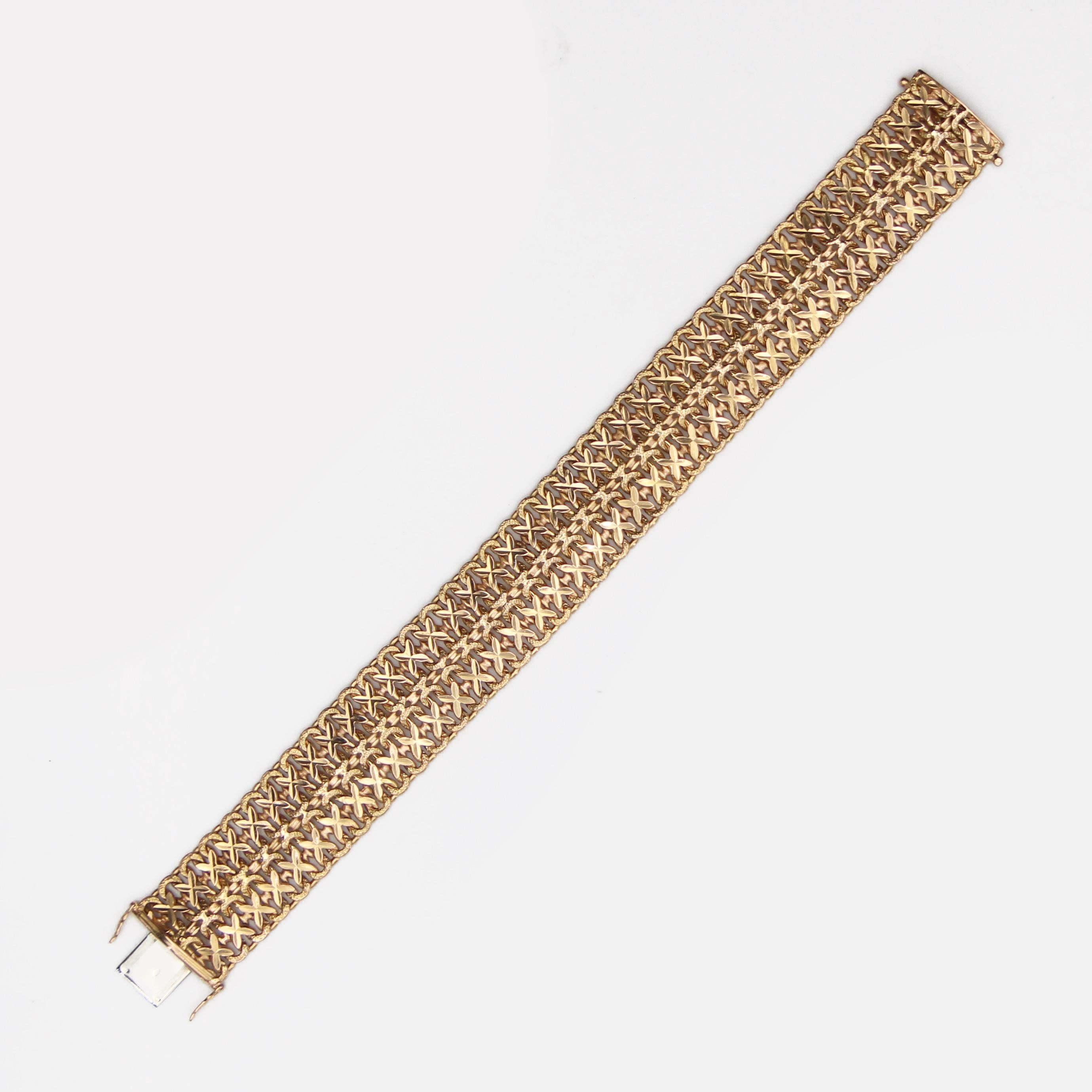 French Retro 1960s 18 Karat Yellow Gold Flexible Bracelet For Sale 2