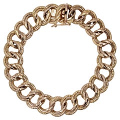 French Retro 1960s 18 Karat Yellow Gold Openwork Curb Bracelet