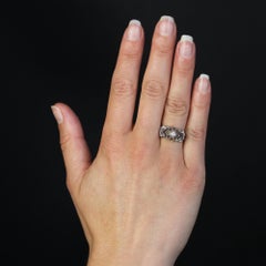 French Retro 1970s White Sapphire 18 Karat White Gold Solitaire Ring