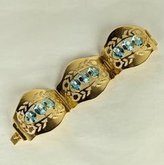 French Retro Aquamarine Paste Cuff