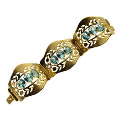 French Retro Aquamarine Paste Cuff
