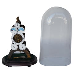 French Retro Bronze Porcelain Remontoir Gear Mechanical Swing Clock