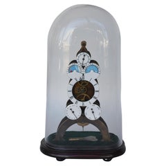 French Antique Bronze Porcelain Remontoir Gear Mechanical Swing Clock
