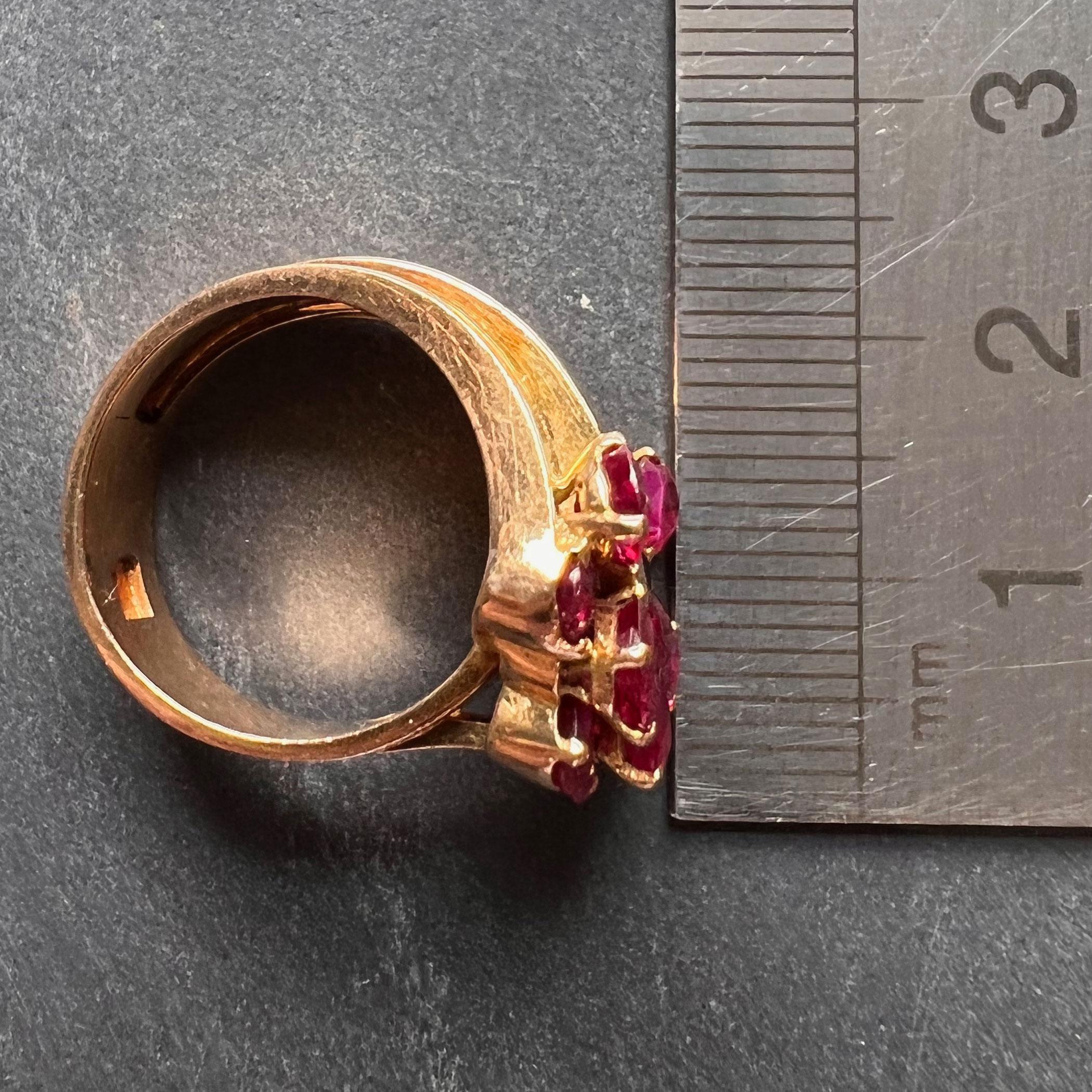 French Retro Buckle 18K Yellow Gold Ruby Ring For Sale 10