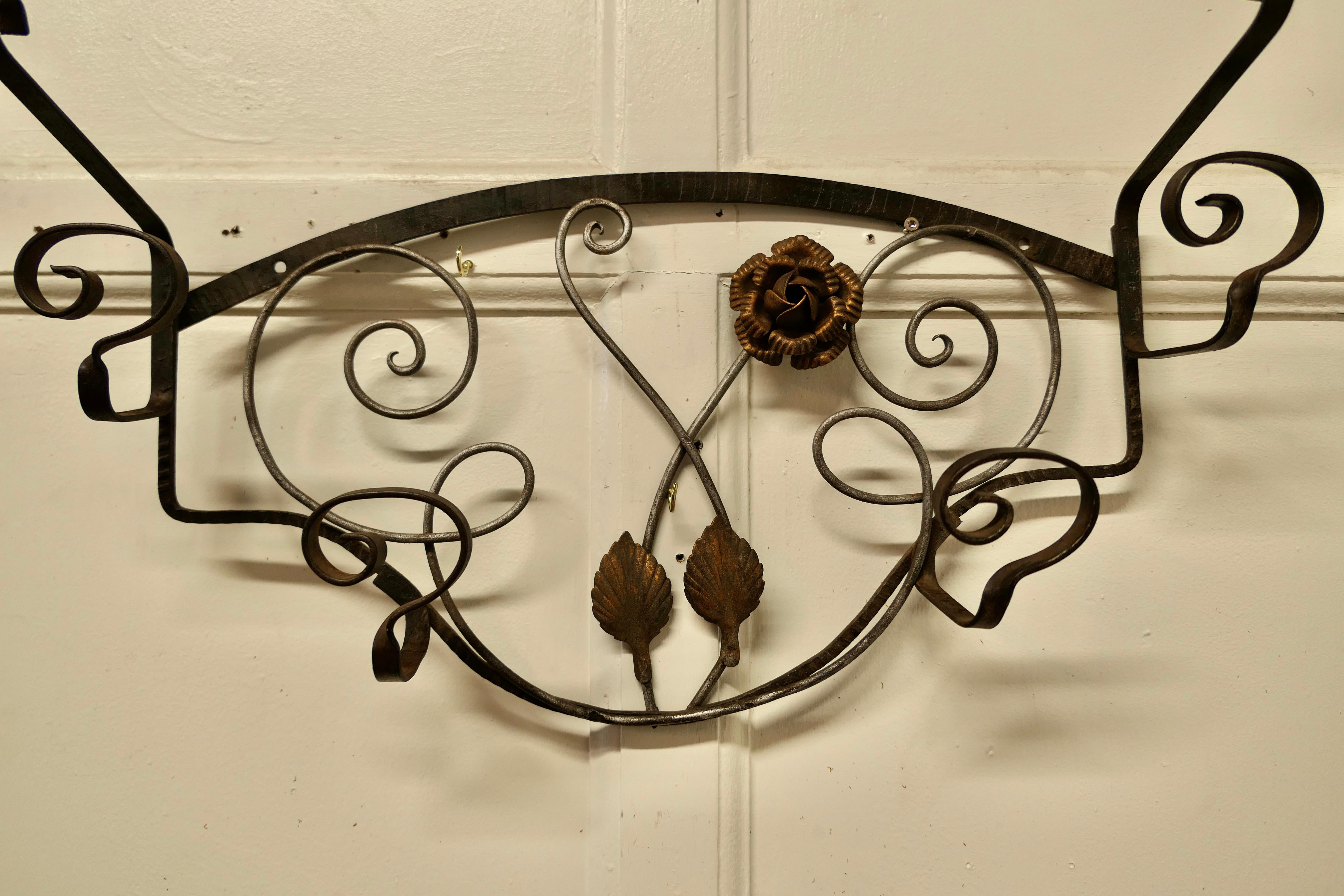 French Retro Chic Iron and Toleware Hat and Coat Rack   For Sale 1
