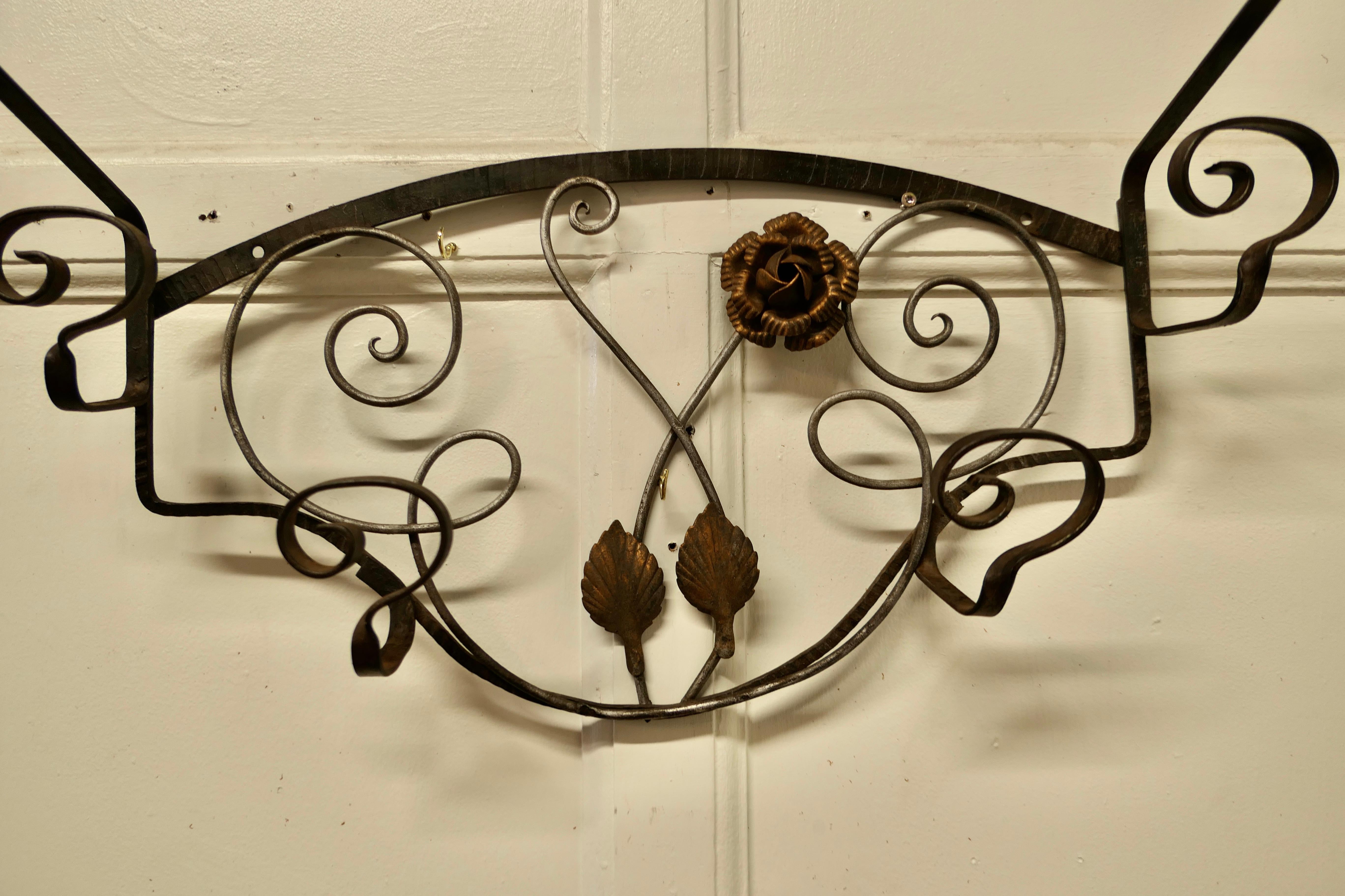 French Retro Chic Iron and Toleware Hat and Coat Rack   For Sale 2