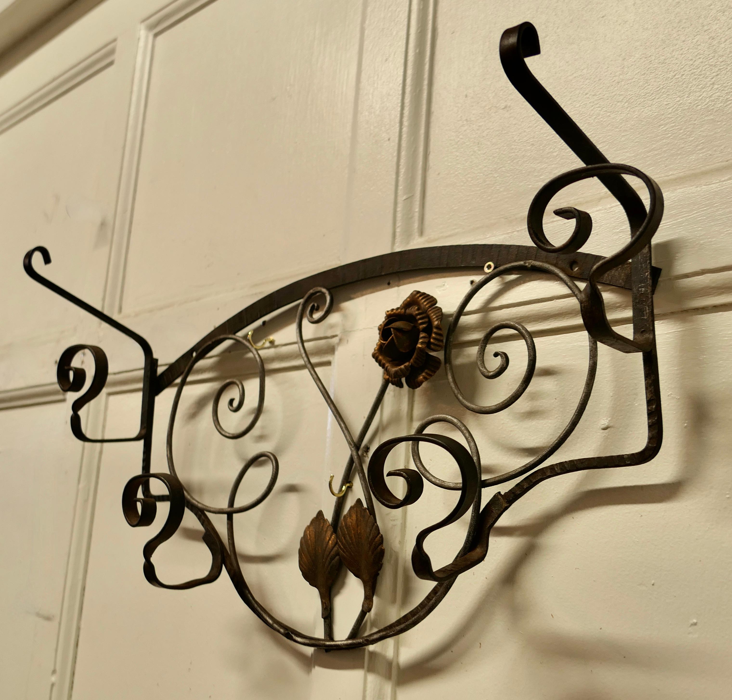 French Retro Chic Iron and Toleware Hat and Coat Rack   For Sale 3