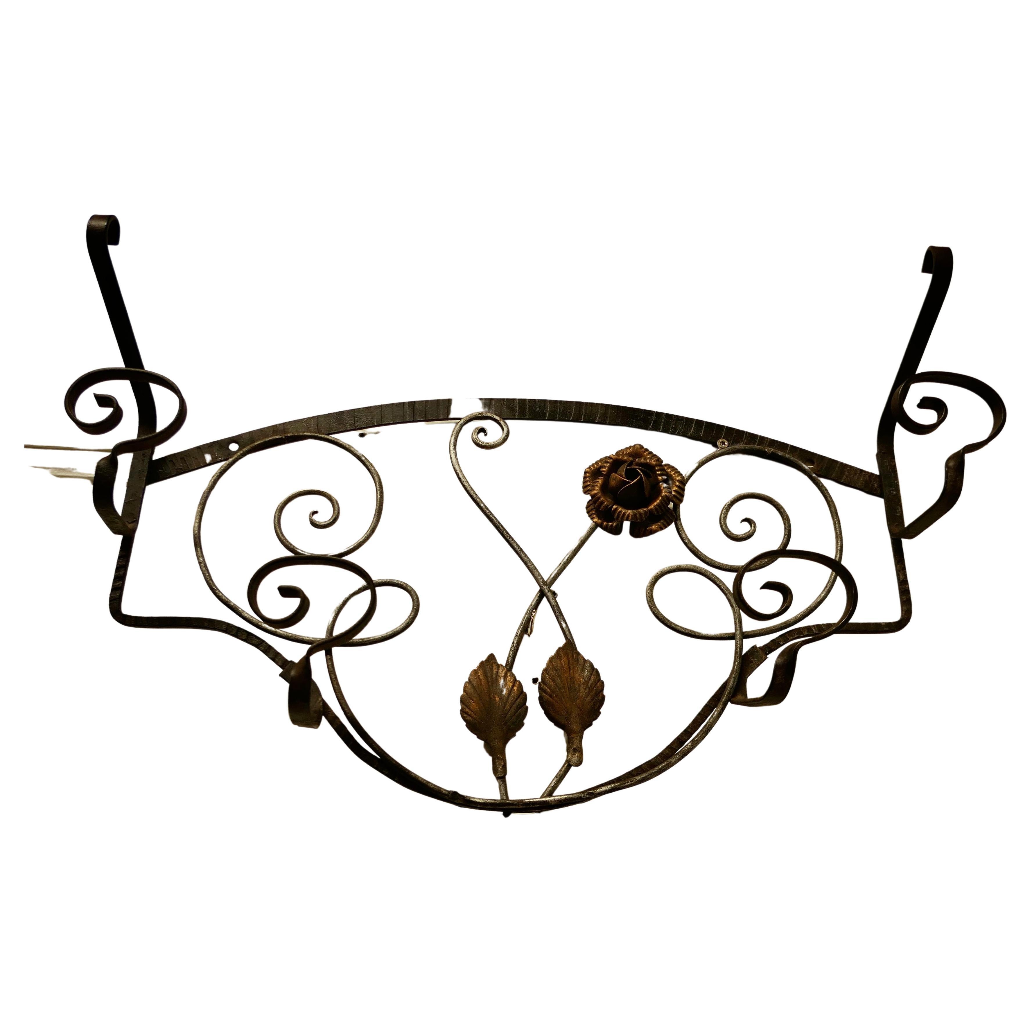French Retro Chic Iron and Toleware Hat and Coat Rack   For Sale