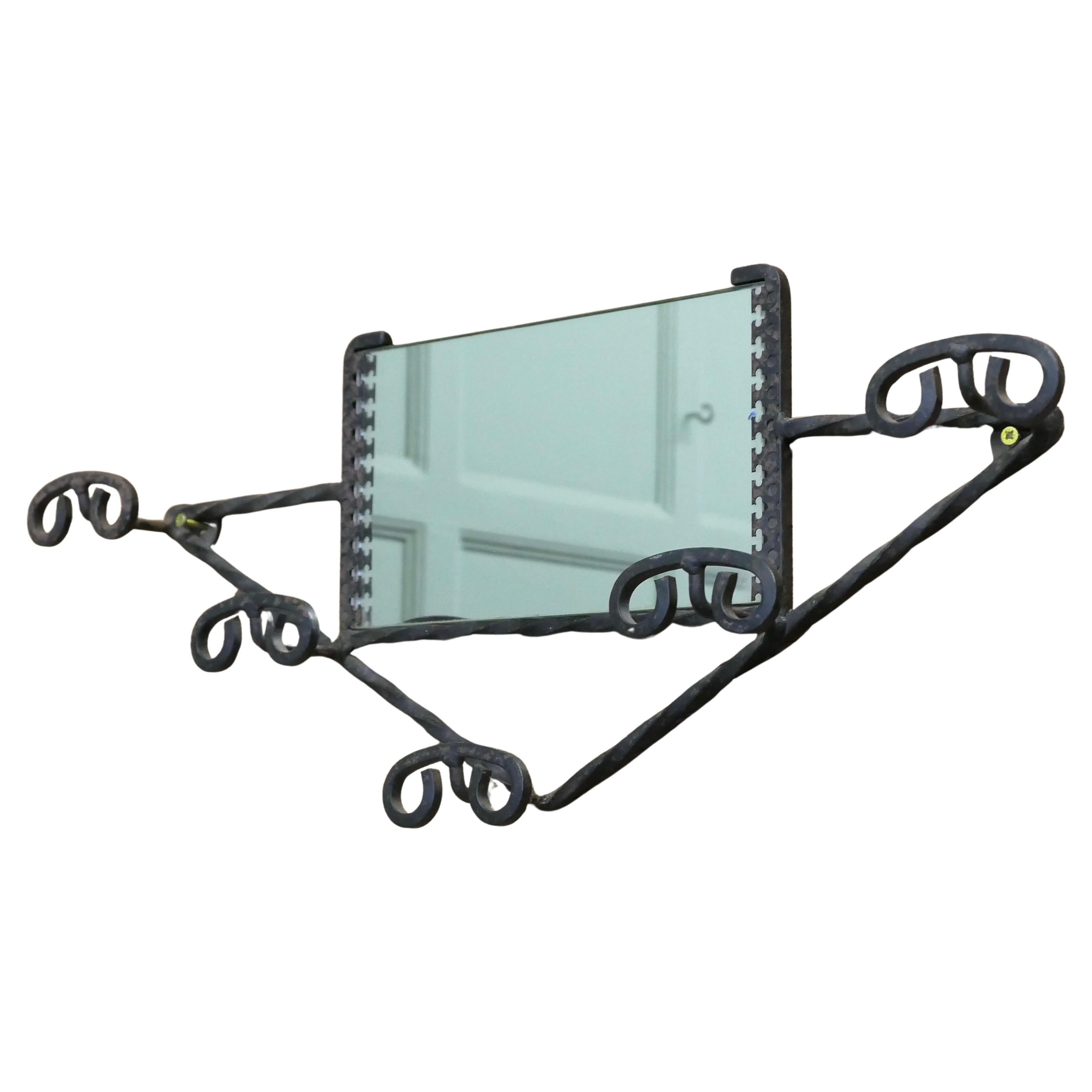 Porte-chapeaux et porte-manteaux en fer rétro chic avec miroir