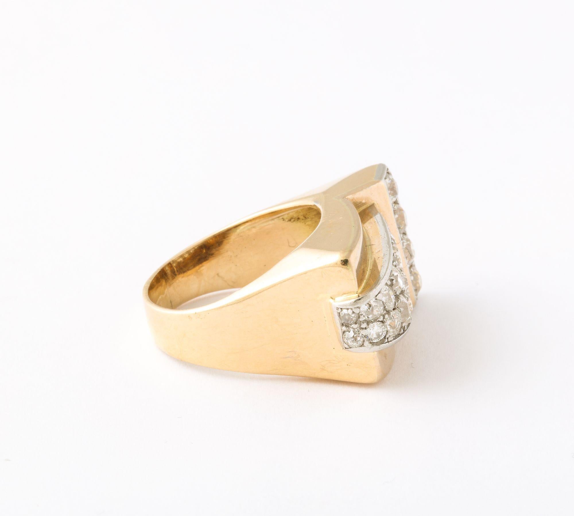 French Retro Diamond 18k Ring For Sale 2