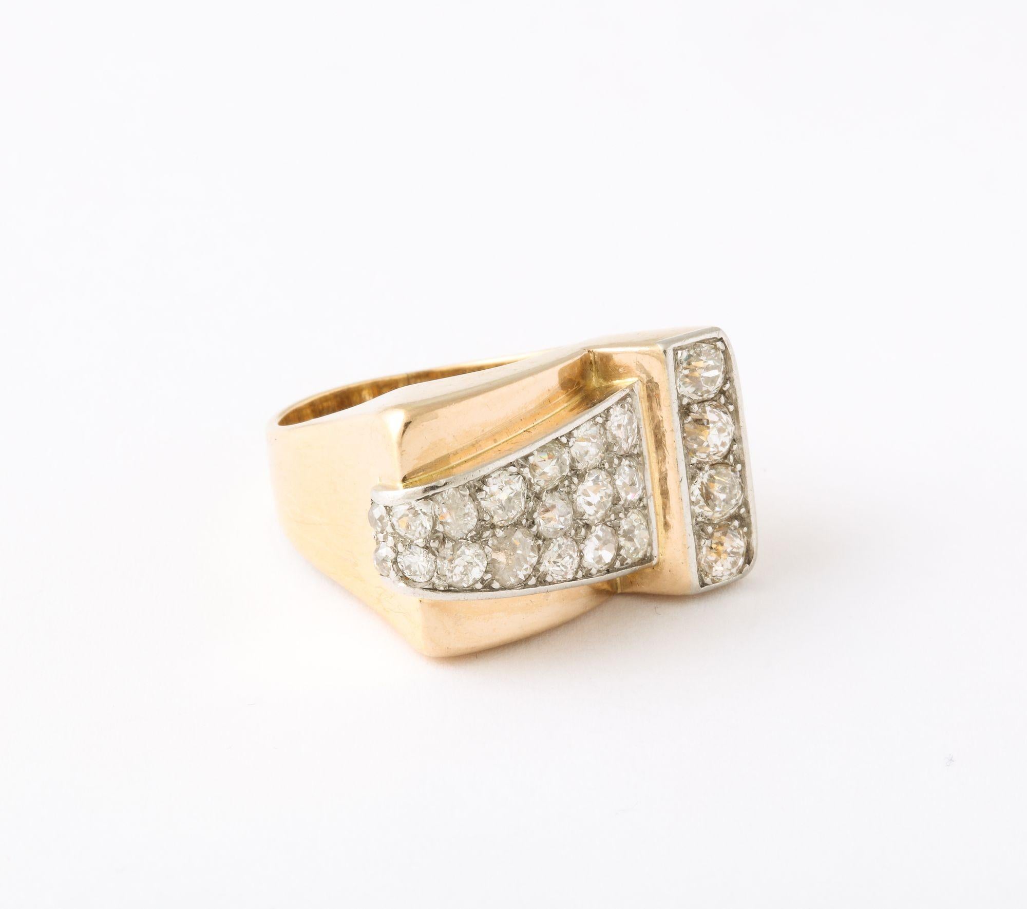 French Retro Diamond 18k Ring For Sale 3