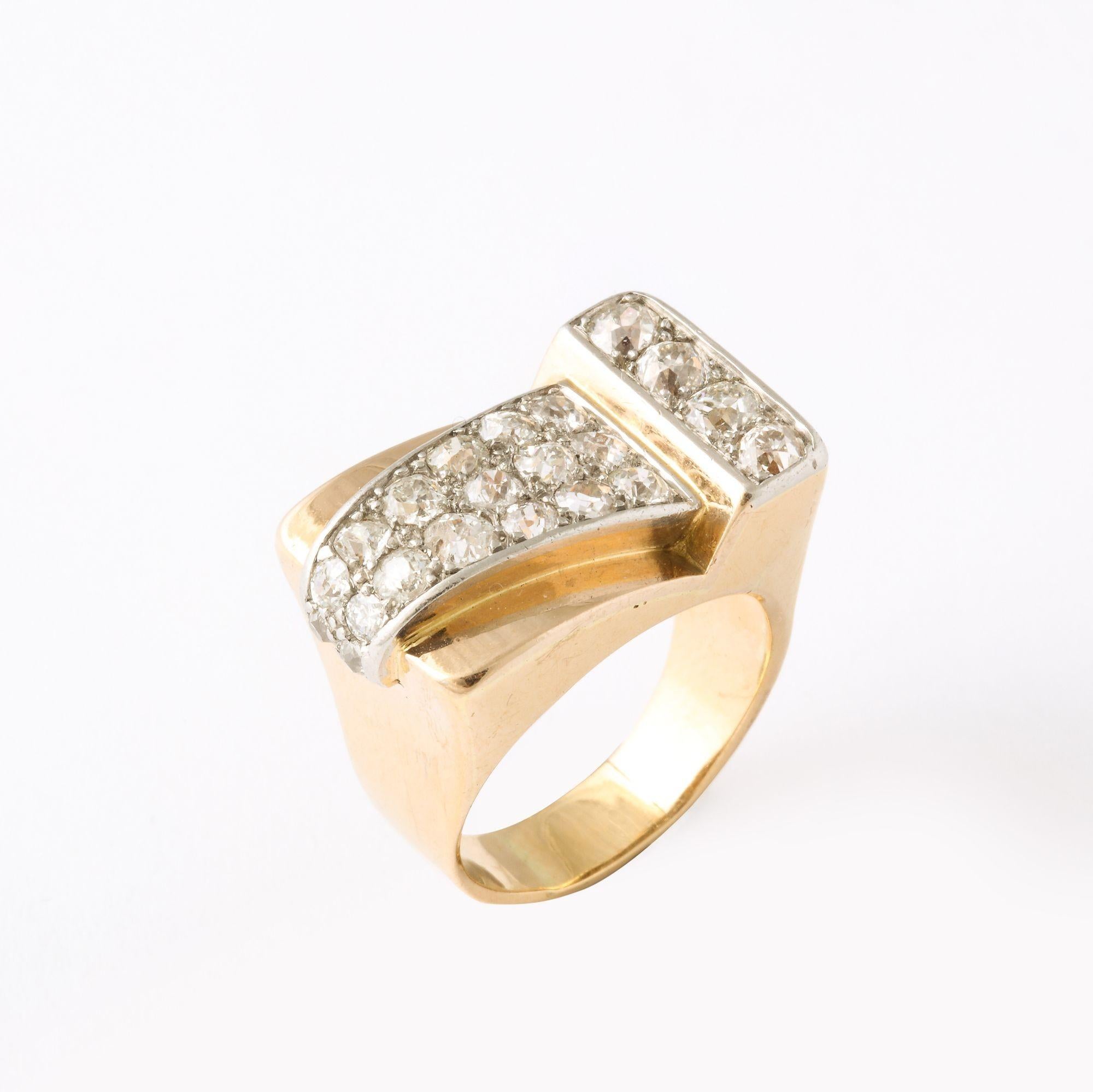 Französischer Retro Diamant 18k Ring im Angebot 4
