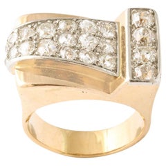 French Retro Diamond 18k Ring