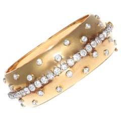 French Retro Diamond Gold Bangle