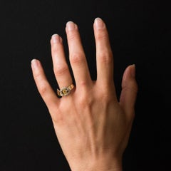 French Retro Diamond 18 Karat Yellow Gold Belt Ring