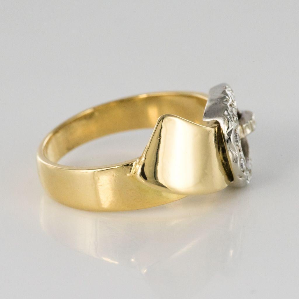 Women's French Retro Diamond 18 Karat Yellow Gold Belt Ring For Sale