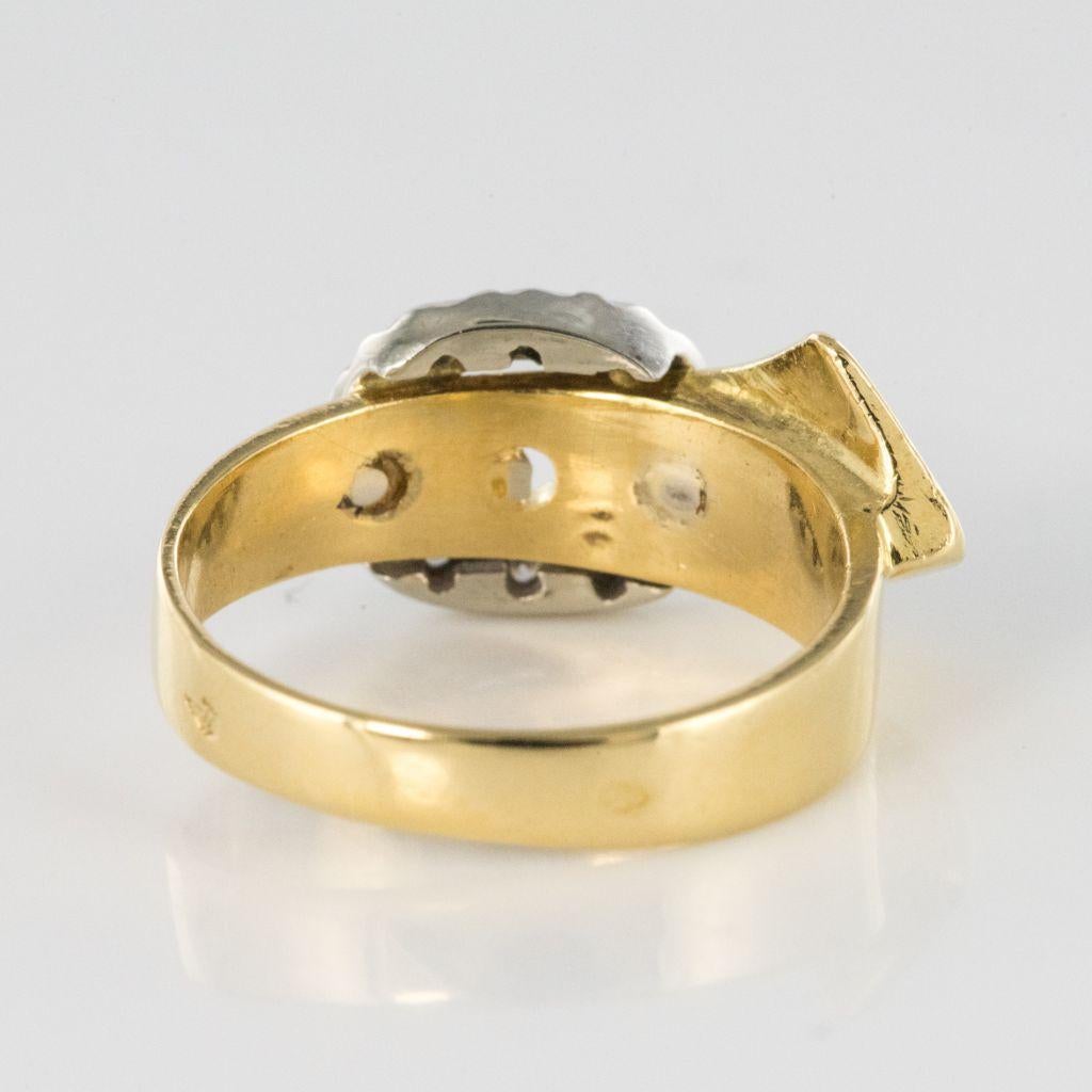 French Retro Diamond 18 Karat Yellow Gold Belt Ring For Sale 4
