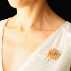 French Retro Diamond Gold Floral Brooch